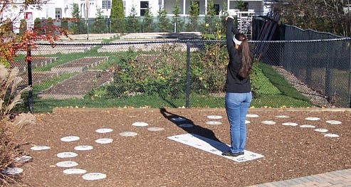 [ Person using this 'Sunclock', at Morristown, New Jersey ]