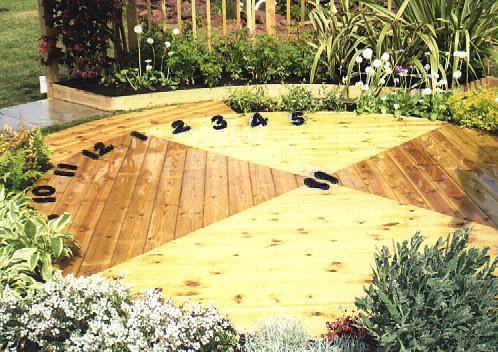 [ Human Sundial on decking, at 'Malvern' Garden Show ]