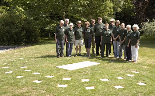 [ Human Sundial in stone, by Sarah Stewart-Smith ]