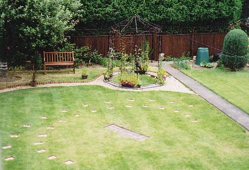 [ Human Sundial created on a grass lawn ]