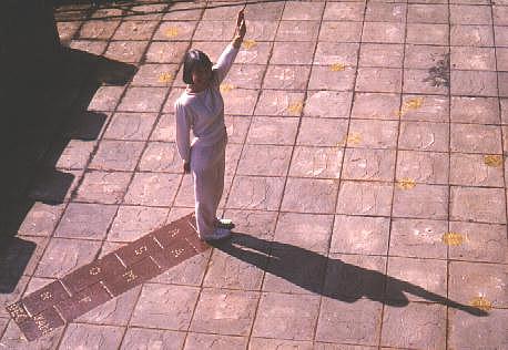 [ Human Sundial using Metal Studs ]