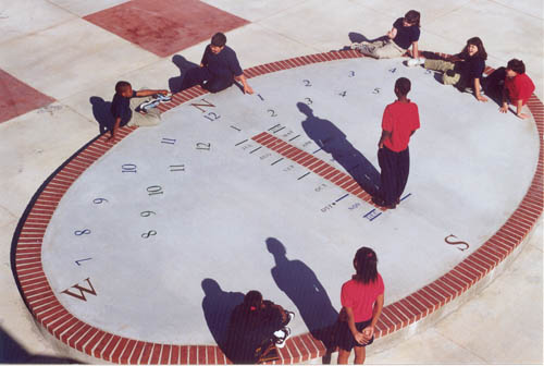[ Human Sundial, at a school in Lafayette ]