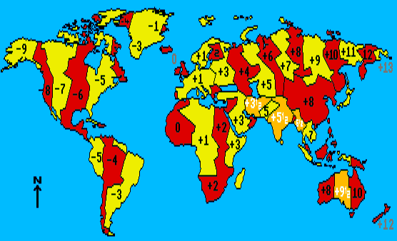 Time Zones Around The World Map