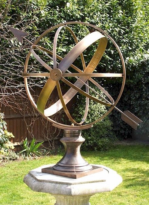 [ A typical brass 'Armillary Sphere' sundial ]