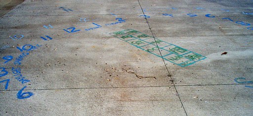 [ A painted Human Sundial, by very young children ]