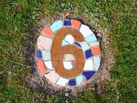 [ Close-up of an 'Hour-marker', using Wood and Mosaic ]