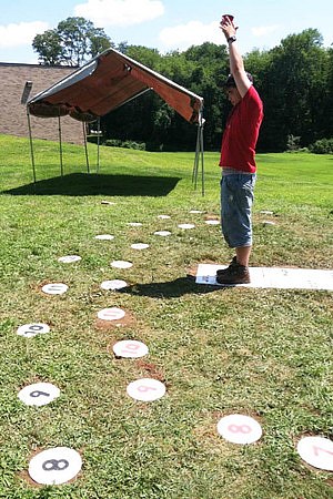 [ The finished 'Sunclock' being used, at Somers Intermediate School ]