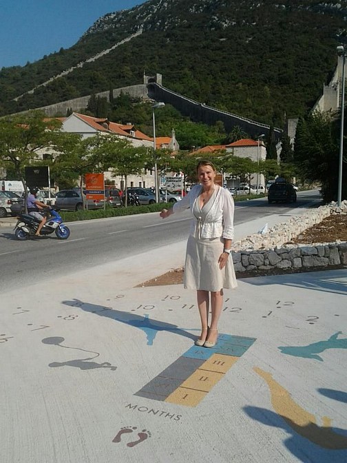 [ A painted 'Human Sundial' layout - in Ston, Croatia ]
